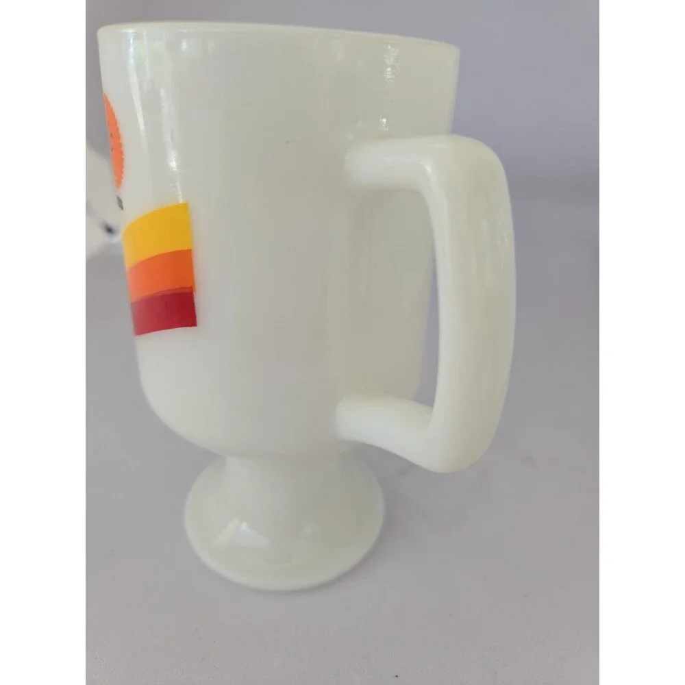 RARE Vintage McDonald's Sunshine White Milk Glass Pedestal Footed Mug